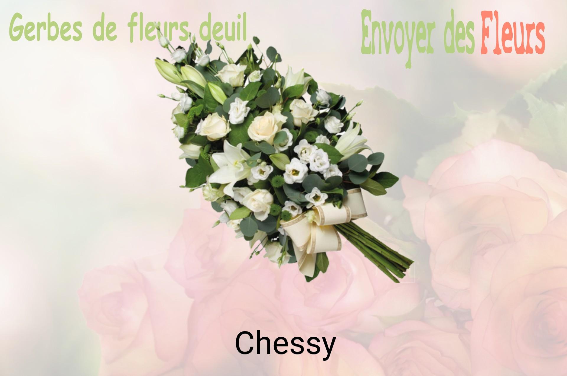Gerbe de fleurs de deuil livrée à Chessy